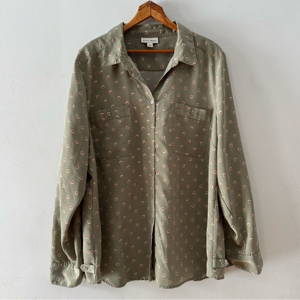 Vintage Studio Works Button Down Shirt, polka dot, retro, preppy, hipster